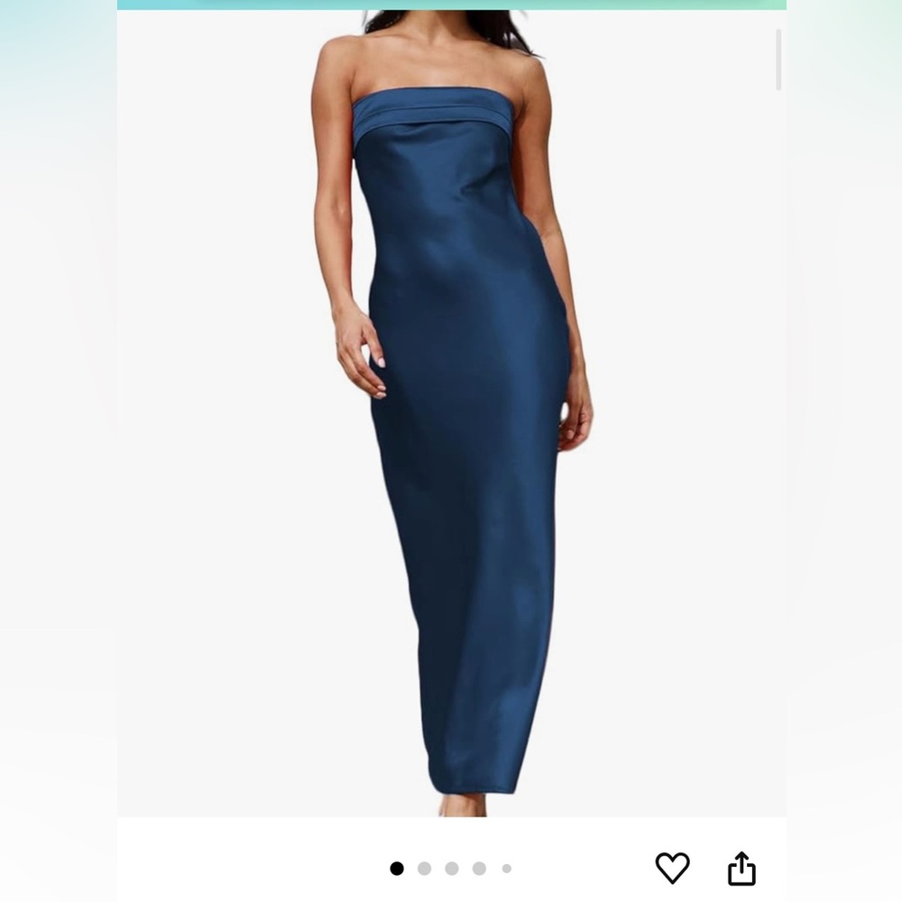 NWT - Satin Silk Backless/Strapless Maxi Dress - Size X-Large - Navy Blue